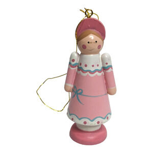 Avon 80s The Nutcracker 3in Clara Pink Vintage Wooden Christmas Ornament